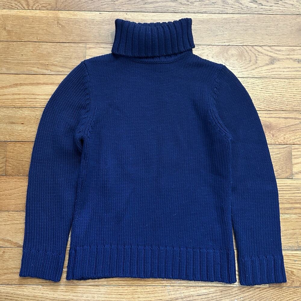 Theory 100% Wool Heavy Knit Turtleneck Blue Sweater Women’s Medium